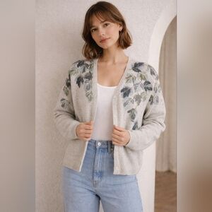 VTG 90s Marisa Christina Sweater Cardigan XL Grandma Linen Knit Academia